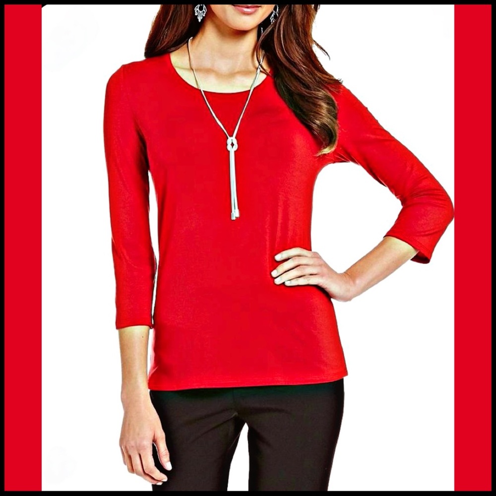 NEW INVESTMENTS ESSENTIALS RED 3/4 SLEEVE T-SHIRT - Picture 6 of 6